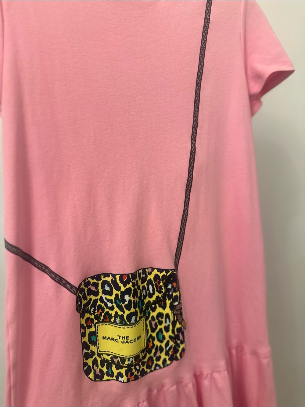 Marc Jacobs Pink Dress with Yellow Leopard Purse Graphic